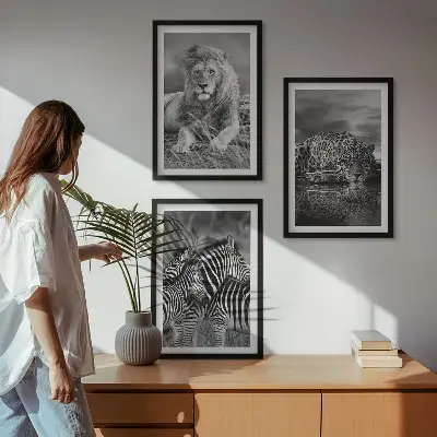 Set de tablouri decorative cu animale sălbatice din savană