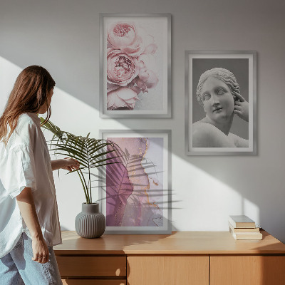 Set tablouri pentru dormitor Sculptură abstractă de femeie cu bujori