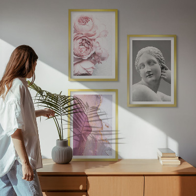 Set tablouri pentru dormitor Sculptură abstractă de femeie cu bujori