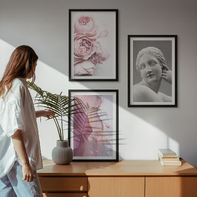 Set tablouri pentru dormitor Sculptură abstractă de femeie cu bujori