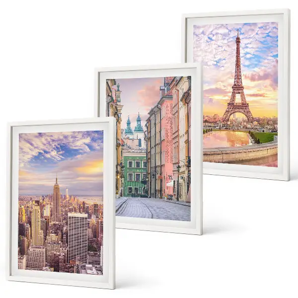 Set tablouri decorative orașe New York și Paris la amurg
