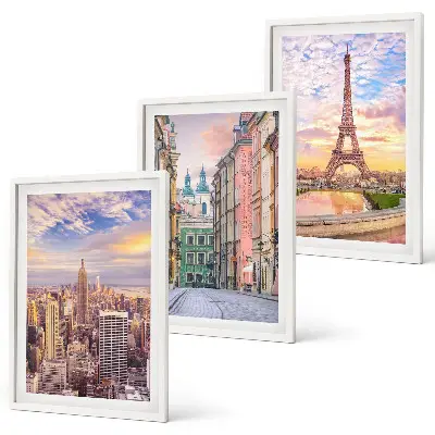 Set tablouri decorative orașe New York și Paris la amurg