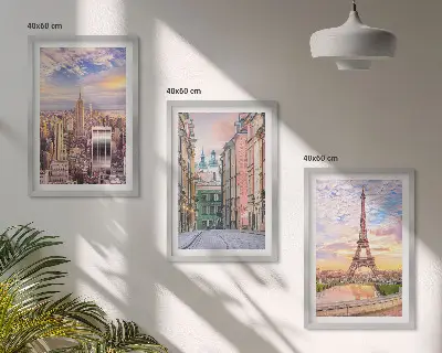 Set tablouri decorative orașe New York și Paris la amurg