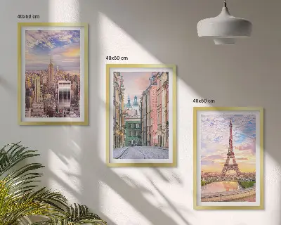 Set tablouri decorative orașe New York și Paris la amurg