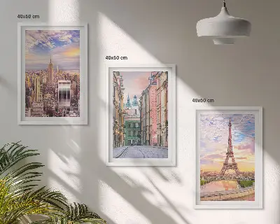 Set tablouri decorative orașe New York și Paris la amurg