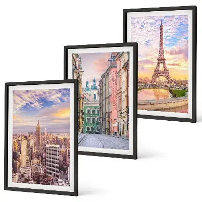 Set tablouri decorative orașe New York și Paris la amurg