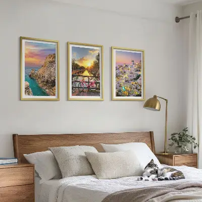Set tablouri pentru dormitor cu apus de soare la malul mării