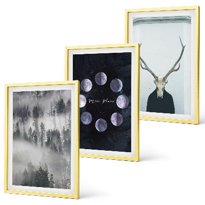 Set tablouri decorative Peisaj forestier ceață lună craniu de cerb