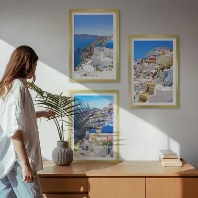 Set tablouri decorative cu arhitectură peisagistică Oia Santorini