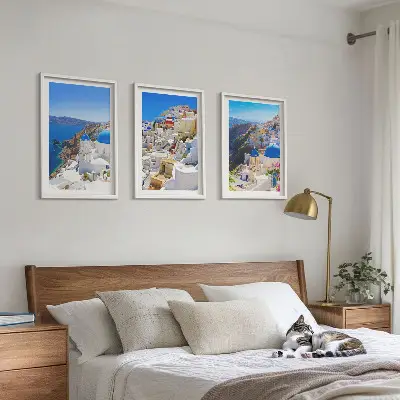 Set tablouri decorative cu arhitectură peisagistică Oia Santorini