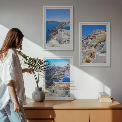 Set tablouri decorative cu arhitectură peisagistică Oia Santorini