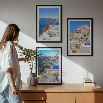 Set tablouri decorative cu arhitectură peisagistică Oia Santorini