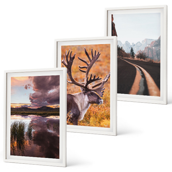 Set tablouri decorative Peisaje montane cu reni