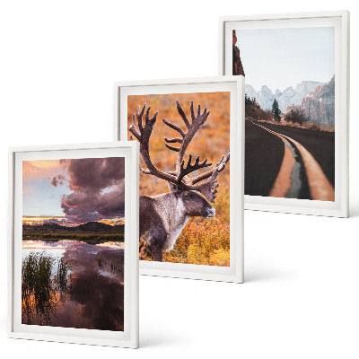 Set tablouri decorative Peisaje montane cu reni