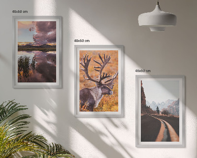 Set tablouri decorative Peisaje montane cu reni