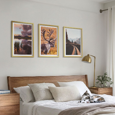 Set tablouri decorative Peisaje montane cu reni