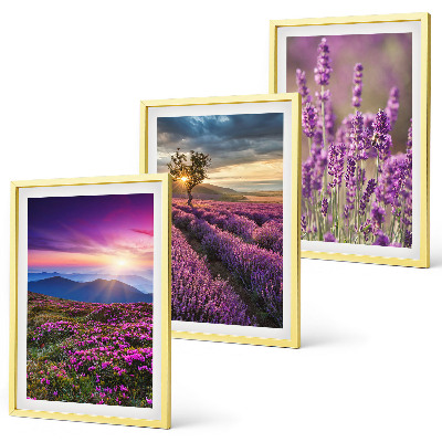 Set tablouri decorative Apus de soare pe câmpurile de lavandă