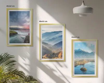 Set tablouri decorative cu peisaje montane și cascade