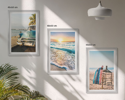 Set tablouri decorative Vacanță la apusul soarelui în Miami