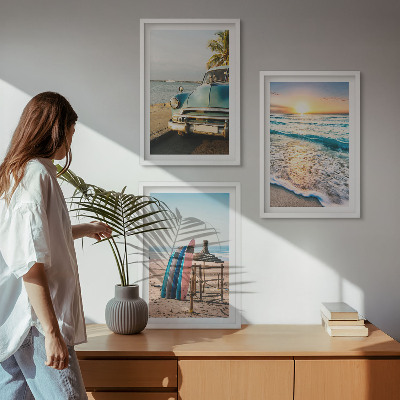 Set tablouri decorative Vacanță la apusul soarelui în Miami