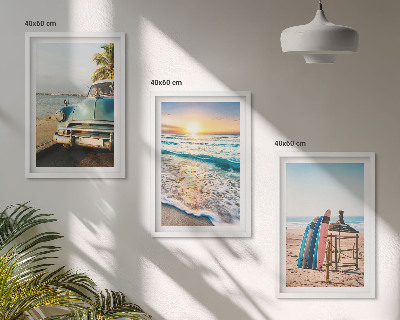 Set tablouri decorative Vacanță la apusul soarelui în Miami