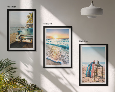 Set tablouri decorative Vacanță la apusul soarelui în Miami