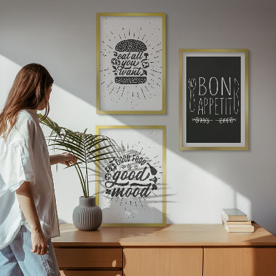 Set tablouri pentru dormitor Grafică alimentară sloganuri culinare