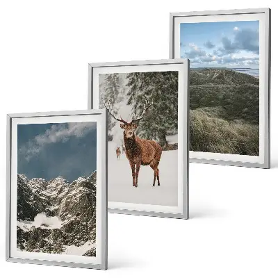 Set tablouri pentru dormitor peisaj forestier cu cerbi și zăpadă în munți