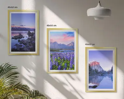 Set de tablouri pentru dormitor cu peisaje de munți, apă și cer