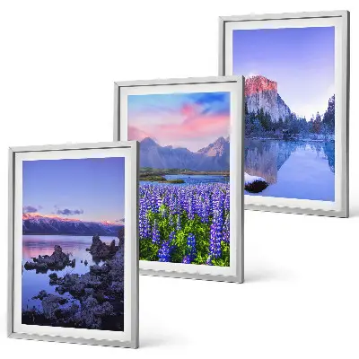 Set de tablouri pentru dormitor cu peisaje de munți, apă și cer