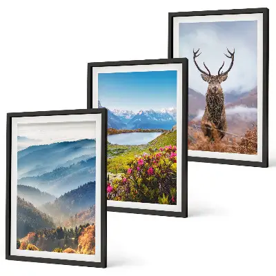 Set de tablouri pentru dormitor cu cerbi la un lac de munte în natură