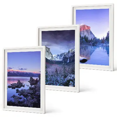 Set de tablouri decorative peisaje montane cu apus de soare și apă
