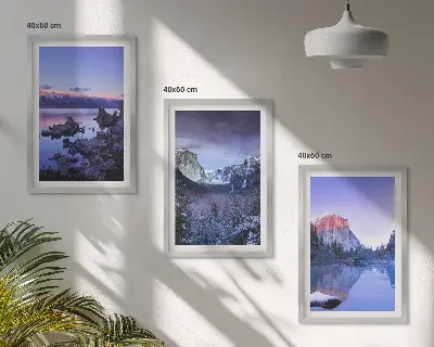 Set de tablouri decorative peisaje montane cu apus de soare și apă