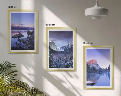 Set de tablouri decorative peisaje montane cu apus de soare și apă