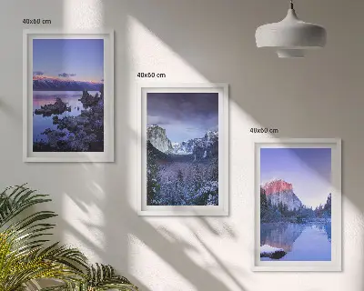 Set de tablouri decorative peisaje montane cu apus de soare și apă