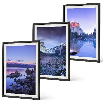 Set de tablouri decorative peisaje montane cu apus de soare și apă