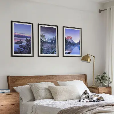 Set de tablouri decorative peisaje montane cu apus de soare și apă