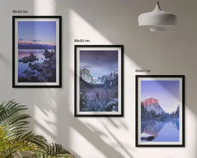 Set de tablouri decorative peisaje montane cu apus de soare și apă
