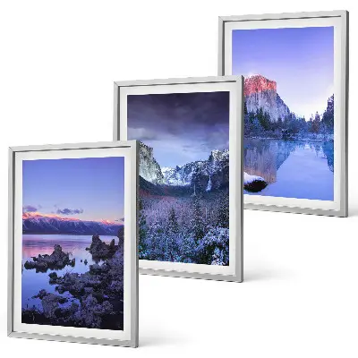 Set de tablouri decorative peisaje montane cu apus de soare și apă