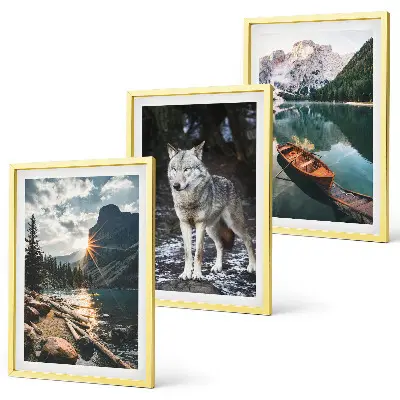 Set de tablouri decorative cu munți, lacuri și lupi în natură