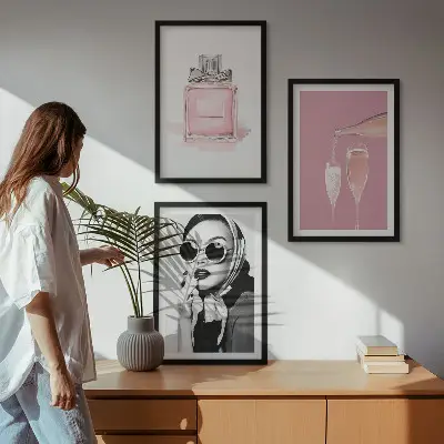 Set de tablouri decorative cu design elegant în nuanțe de roz