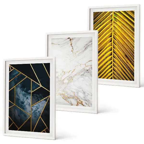 Set de tablouri pentru dormitor cu modele geometrice și vegetație