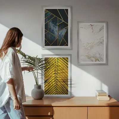 Set de tablouri pentru dormitor cu modele geometrice și vegetație
