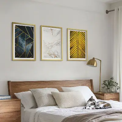 Set de tablouri pentru dormitor cu modele geometrice și vegetație