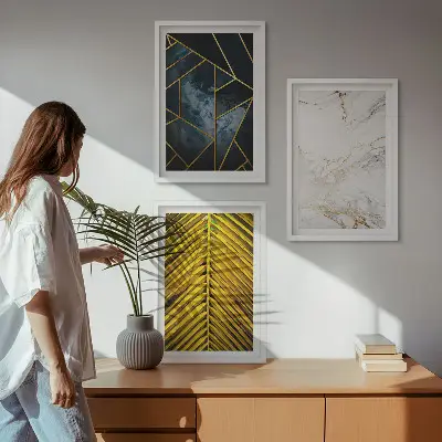 Set de tablouri pentru dormitor cu modele geometrice și vegetație