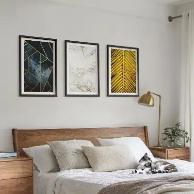 Set de tablouri pentru dormitor cu modele geometrice și vegetație