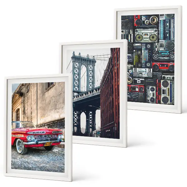 Set de tablouri decorative cu podul vechi din Brooklyn și tematică audio retro