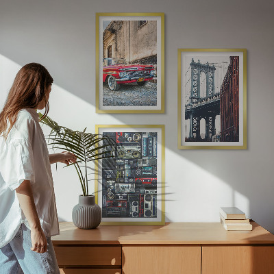 Set tablouri decorative Podul mașinii vechi din Brooklyn, audio retro