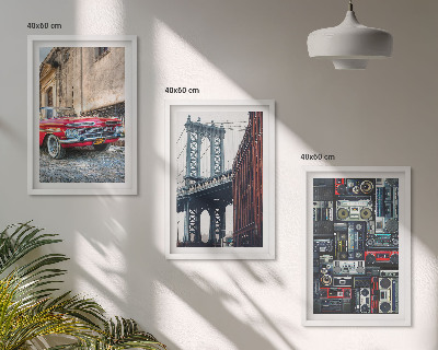 Set tablouri decorative Podul mașinii vechi din Brooklyn, audio retro