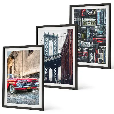 Set de tablouri decorative cu podul vechi din Brooklyn și tematică audio retro